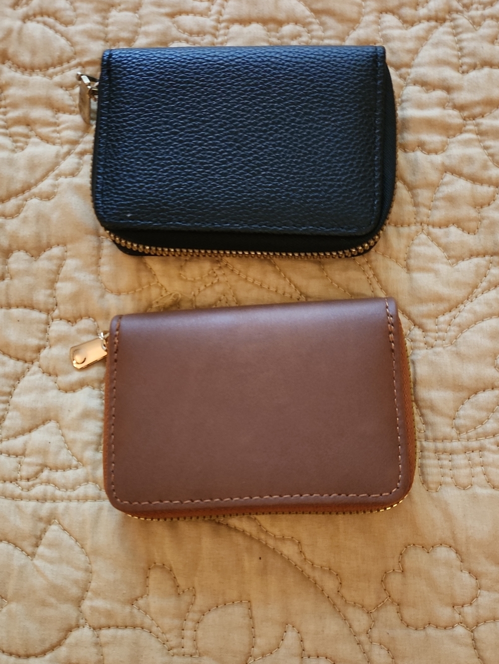 Two Zip Card Wallets - Black and Brown